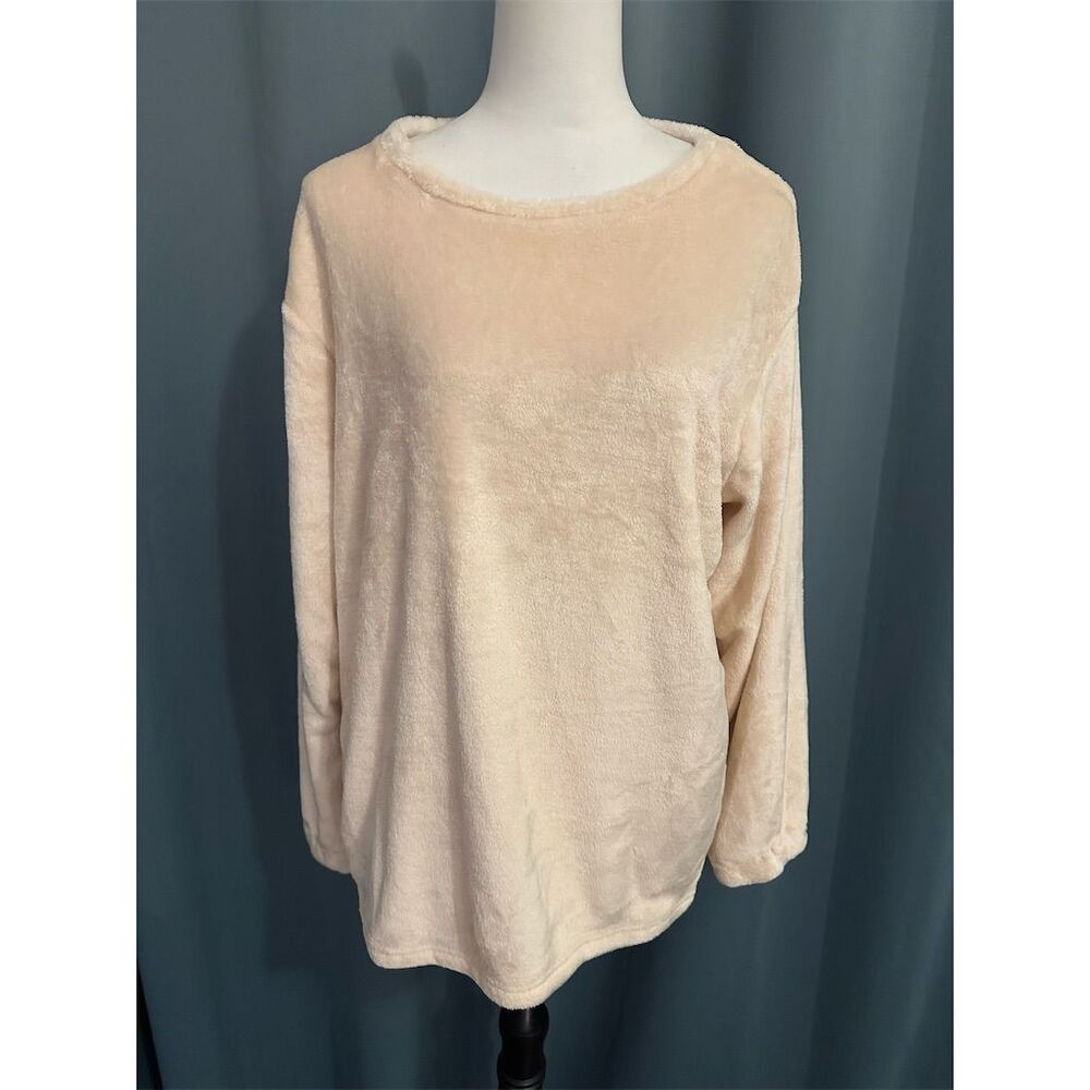 Ekouaer Women's XL Ivory Long-Sleeve Cozy Pullover Top